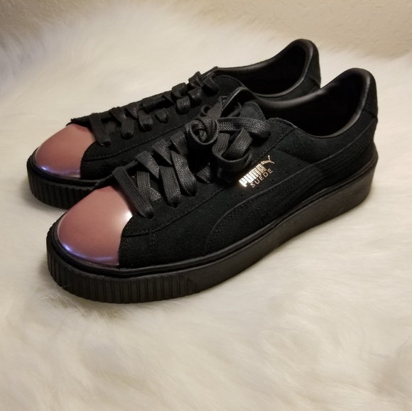 Puma Shoes - NEW PUMA black suede and rose gold size 8.5